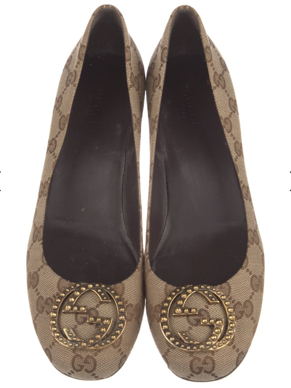 Gucci Brown Beige GG Canvas Pumps